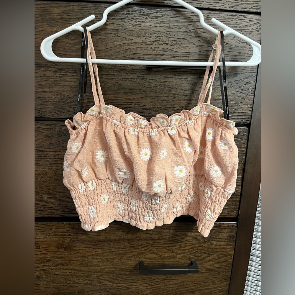 Forever 21 pink floral cropped top